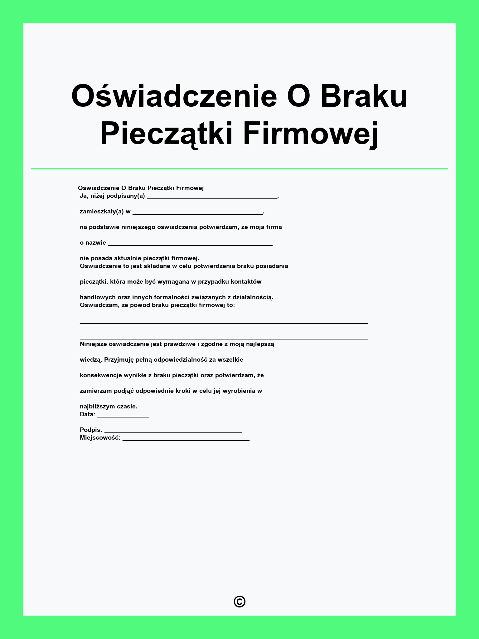 Oświadczenie O Braku Pieczątki Firmowej