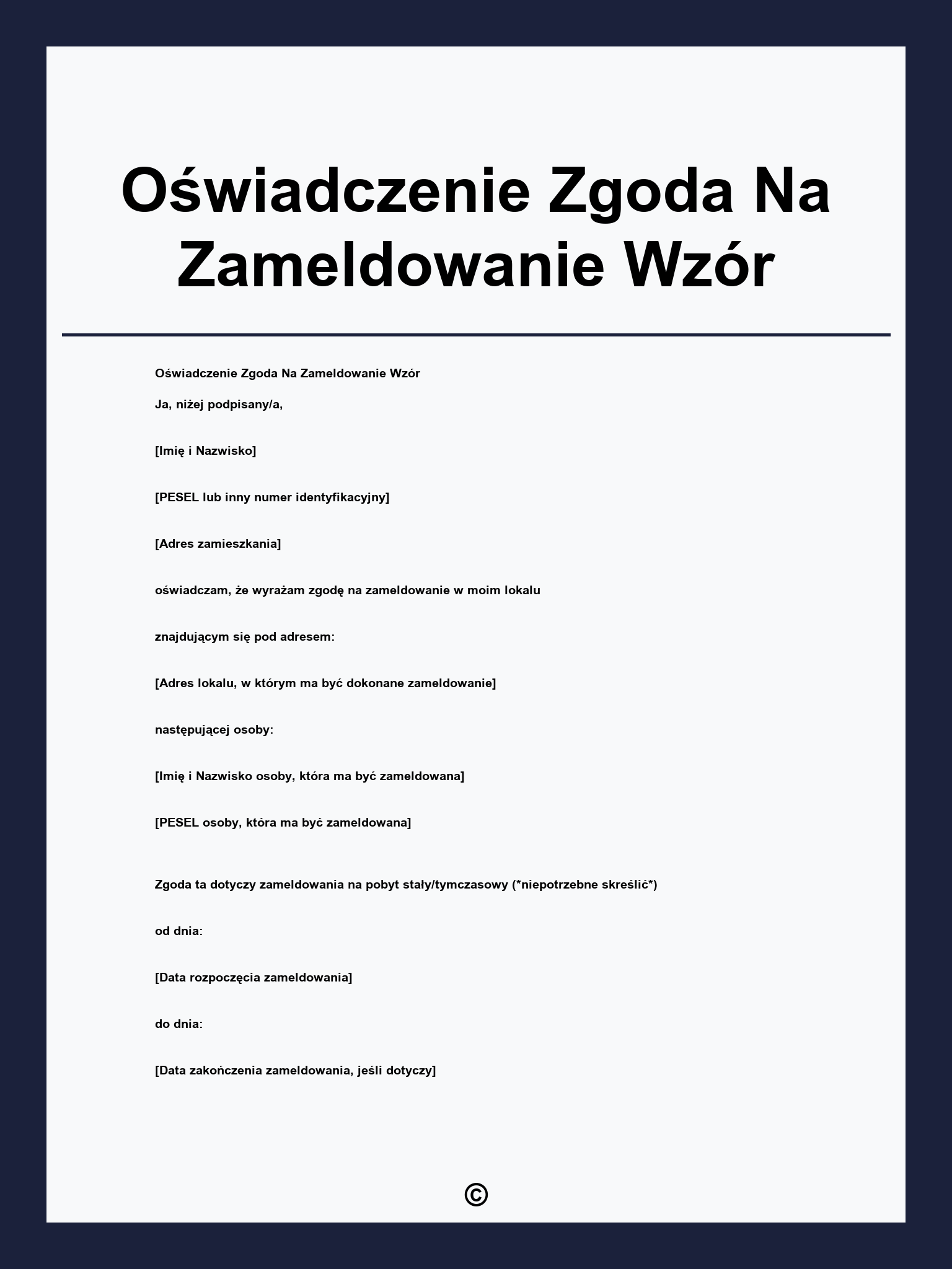 Oświadczenie Zgoda Na Zameldowanie Wzór
