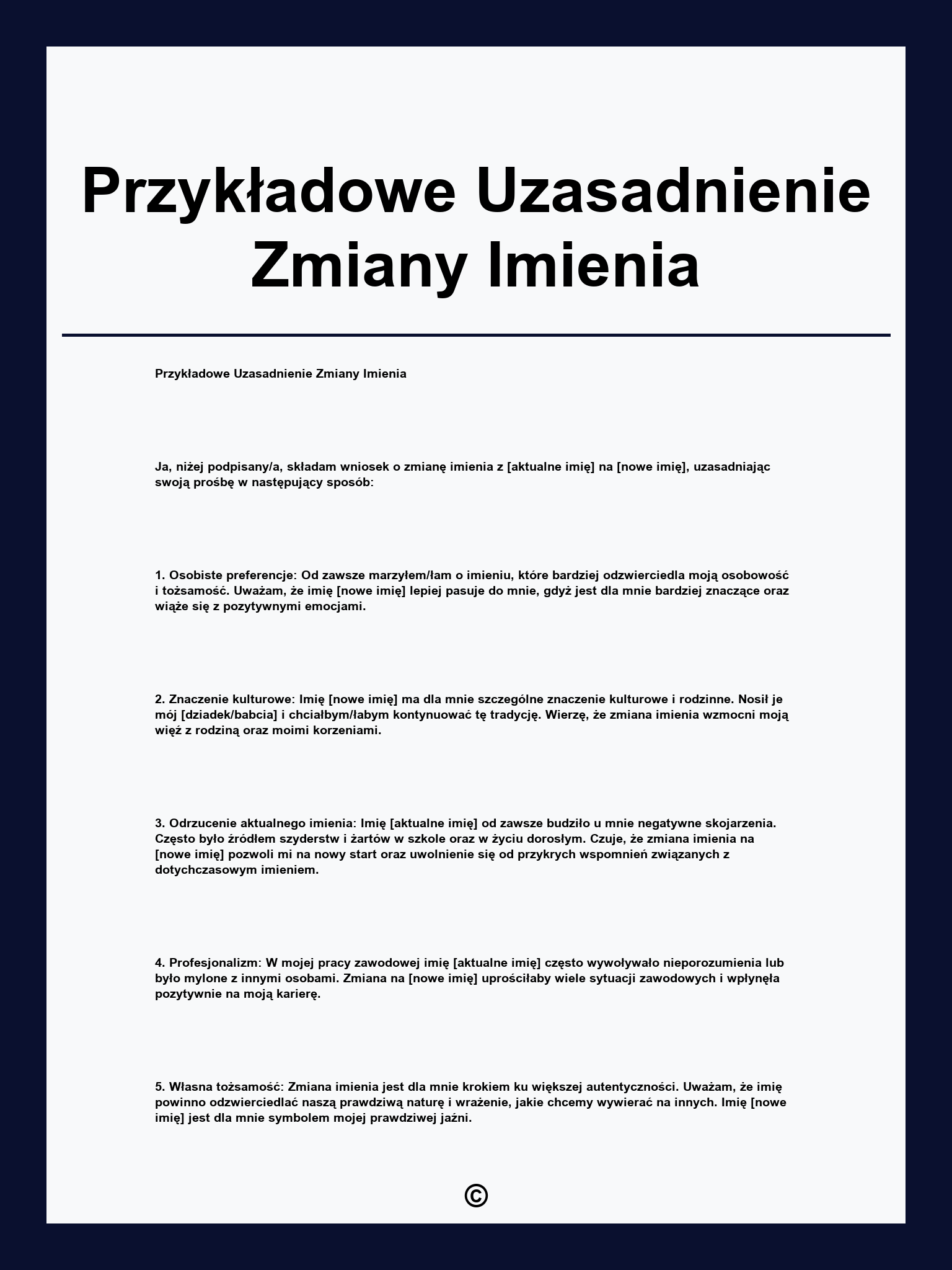 Przykładowe Uzasadnienie Zmiany Imienia