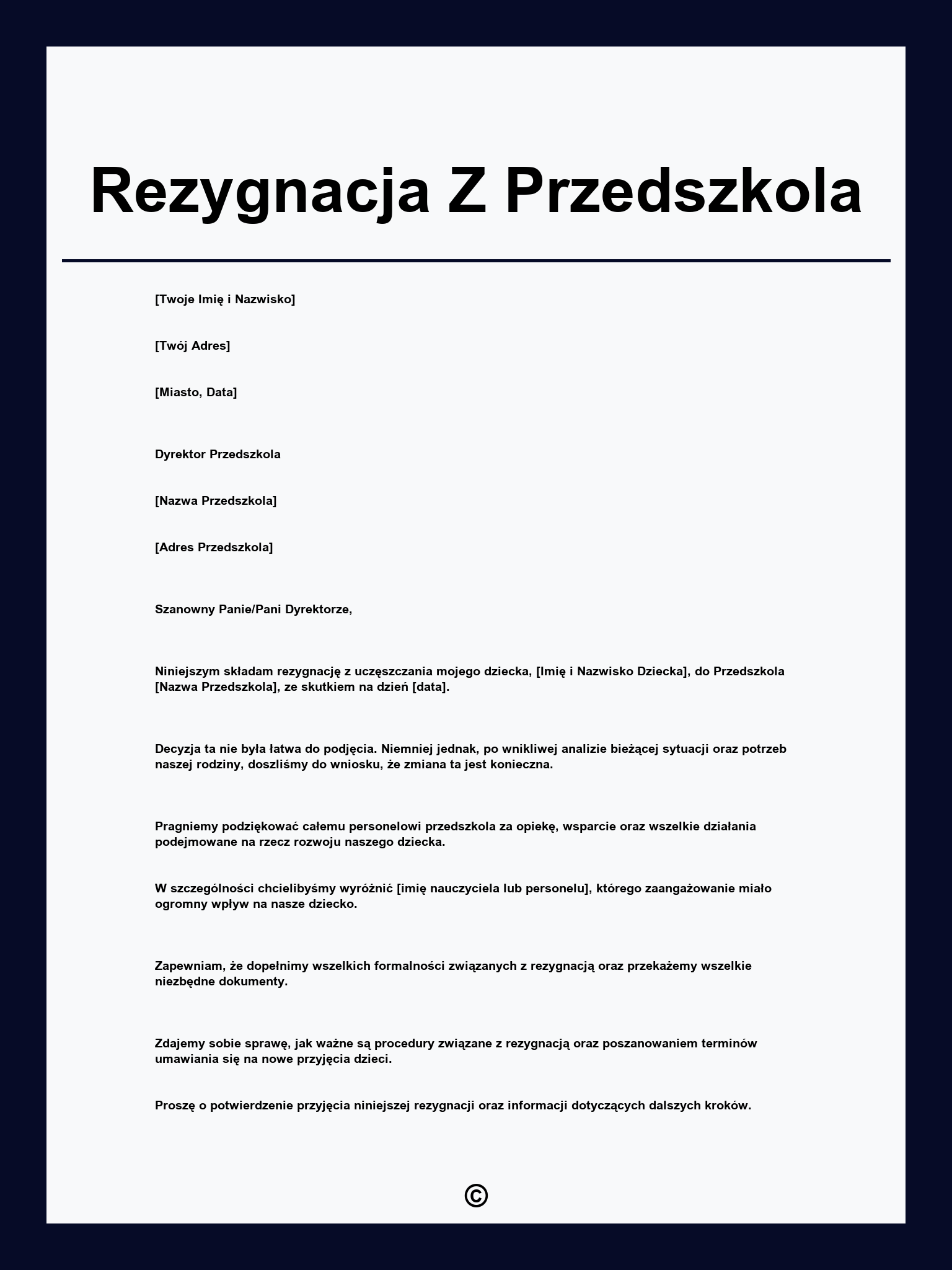 Rezygnacja Z Przedszkola