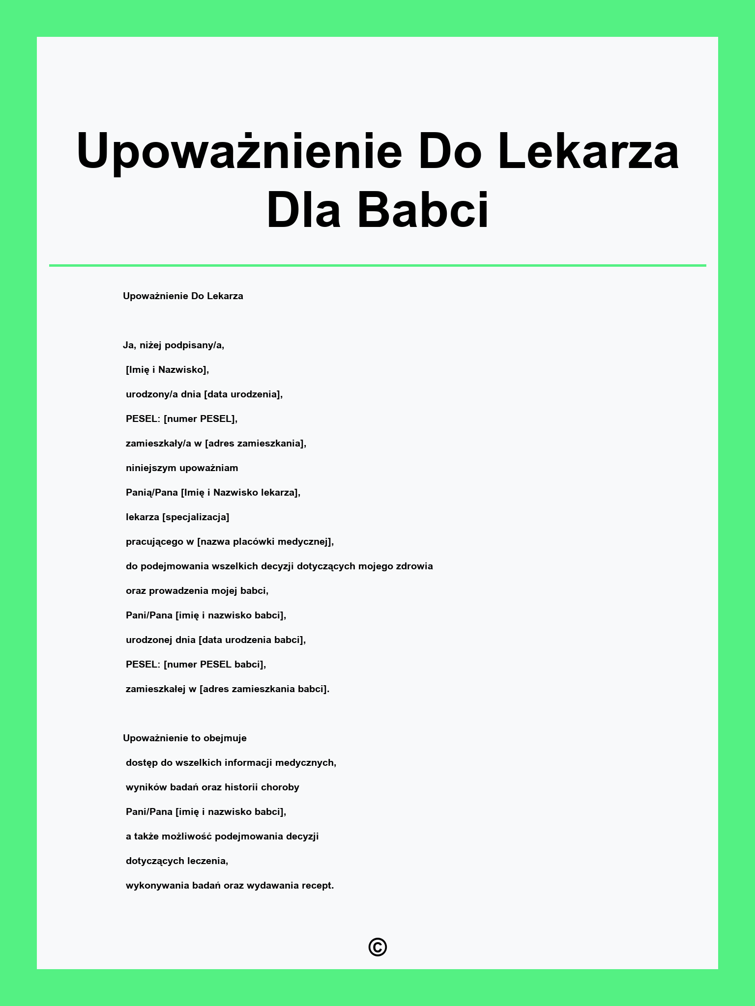 Upoważnienie Do Lekarza Dla Babci