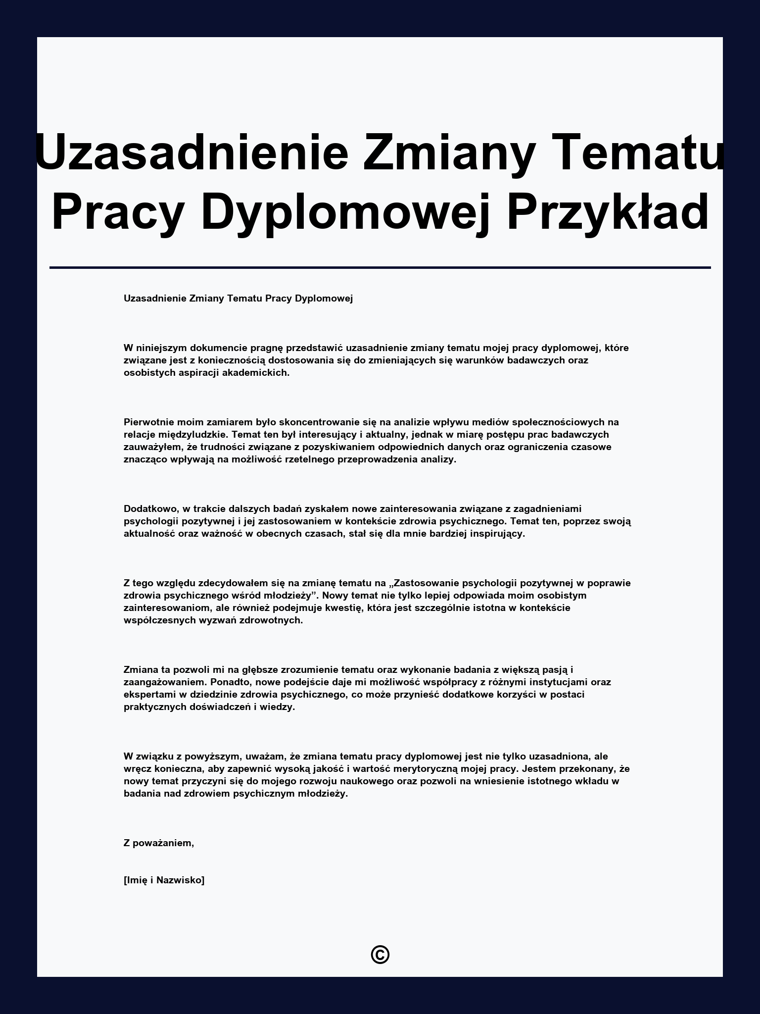 Uzasadnienie Zmiany Tematu Pracy Dyplomowej Przykład