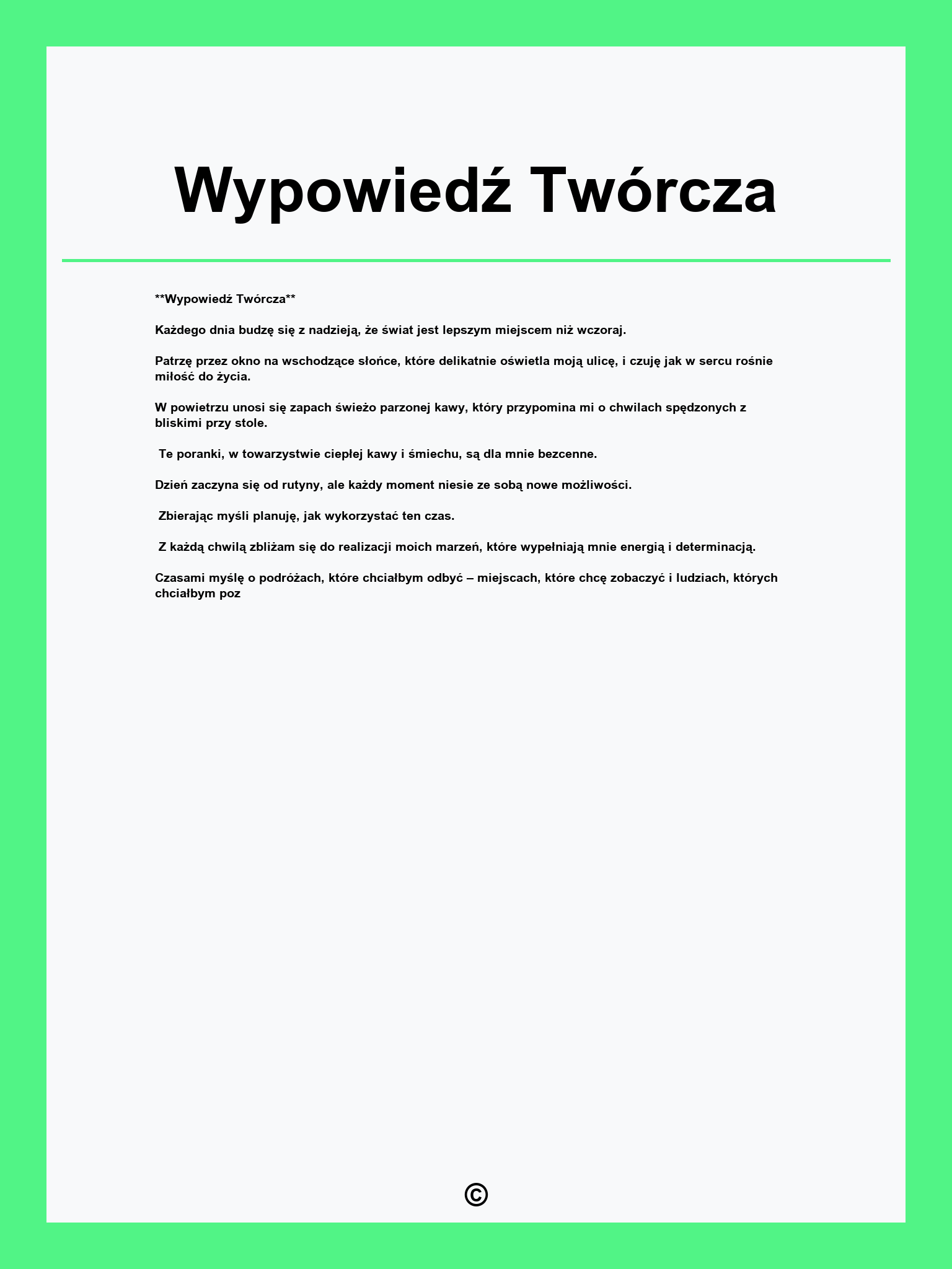 Wypowiedź Twórcza
