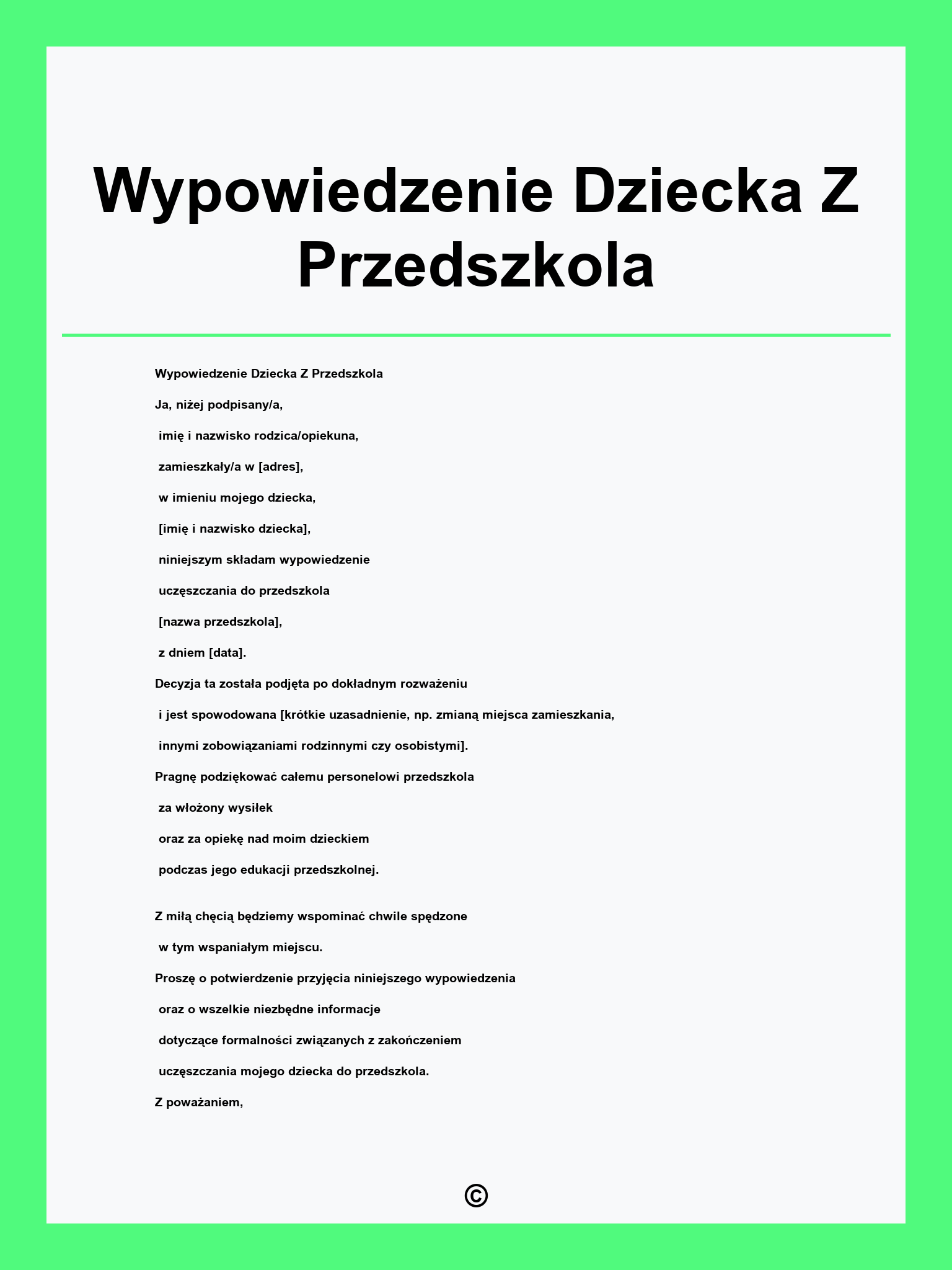 Wypowiedzenie Dziecka Z Przedszkola