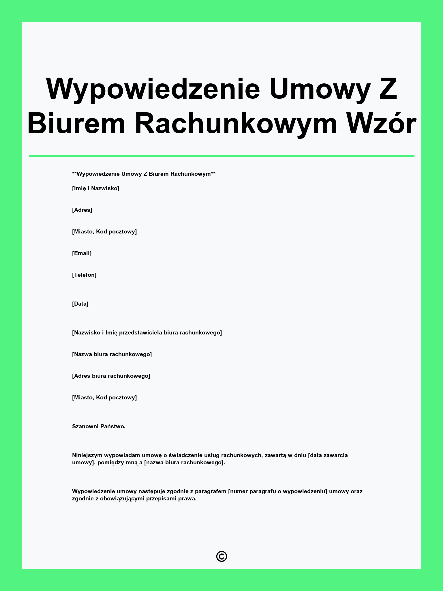 Wypowiedzenie Umowy Z Biurem Rachunkowym Wzór
