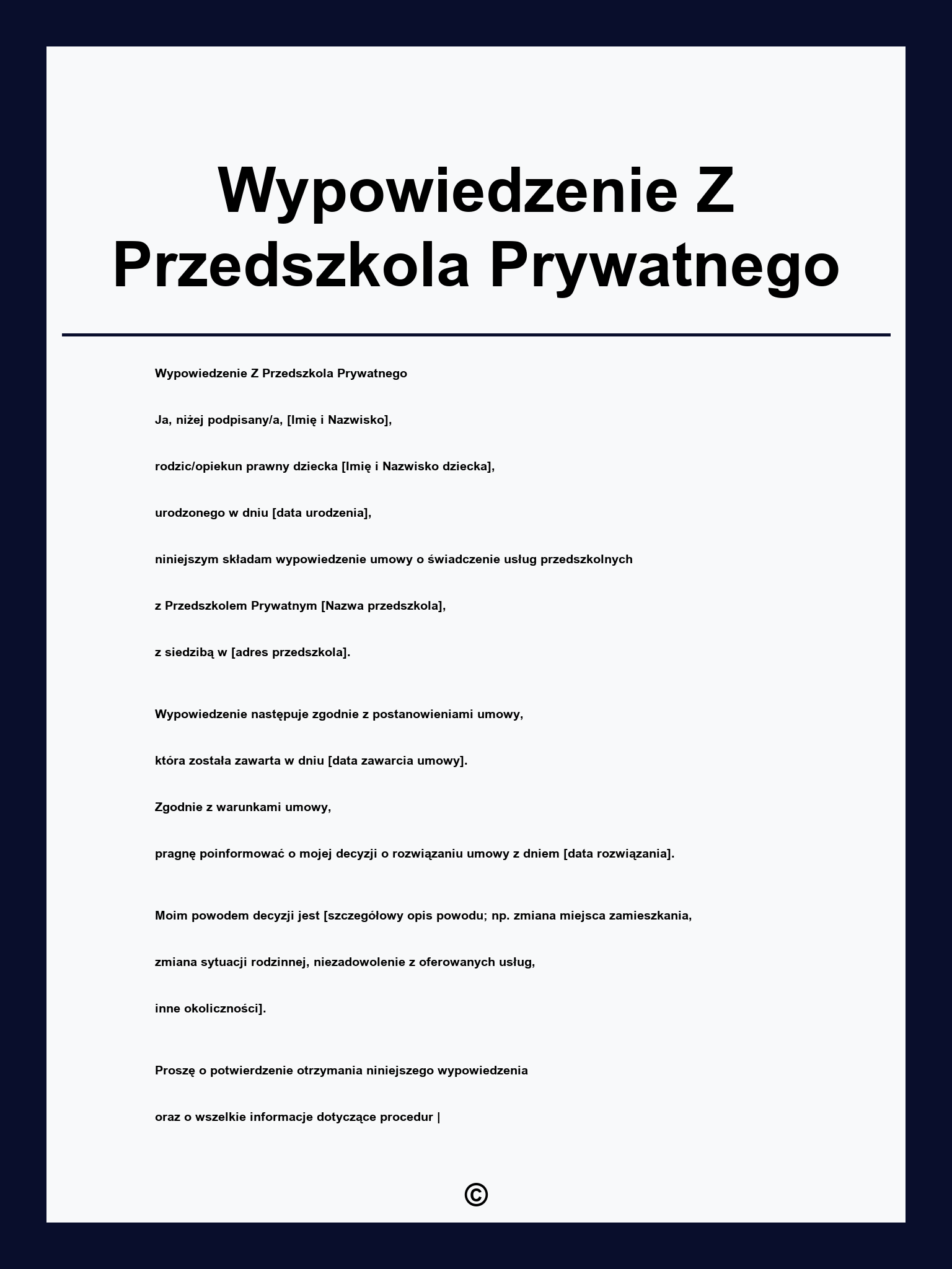 Wypowiedzenie Z Przedszkola Prywatnego
