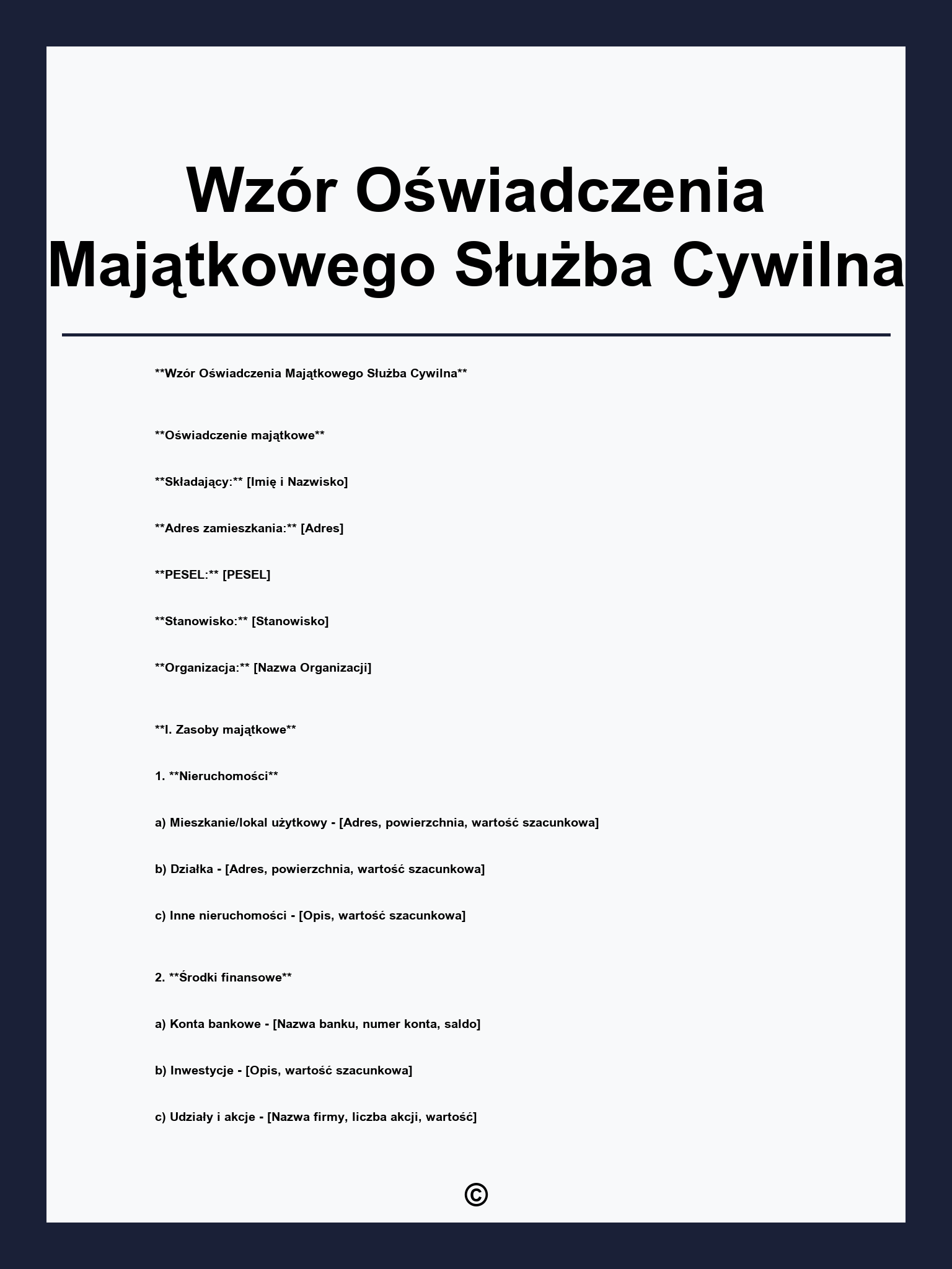 Wzór Oświadczenia Majątkowego Służba Cywilna