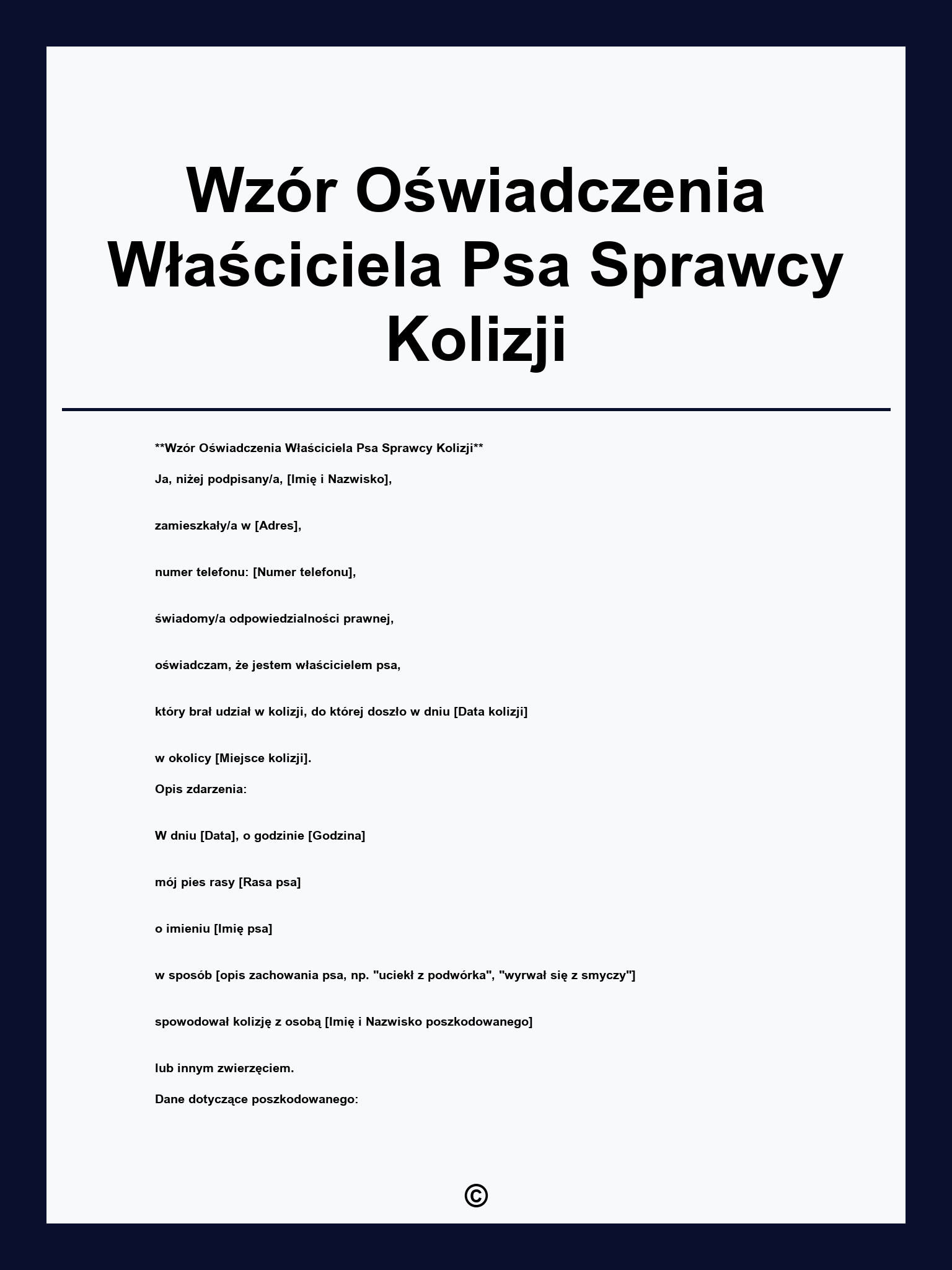 Wzór Oświadczenia Właściciela Psa Sprawcy Kolizji