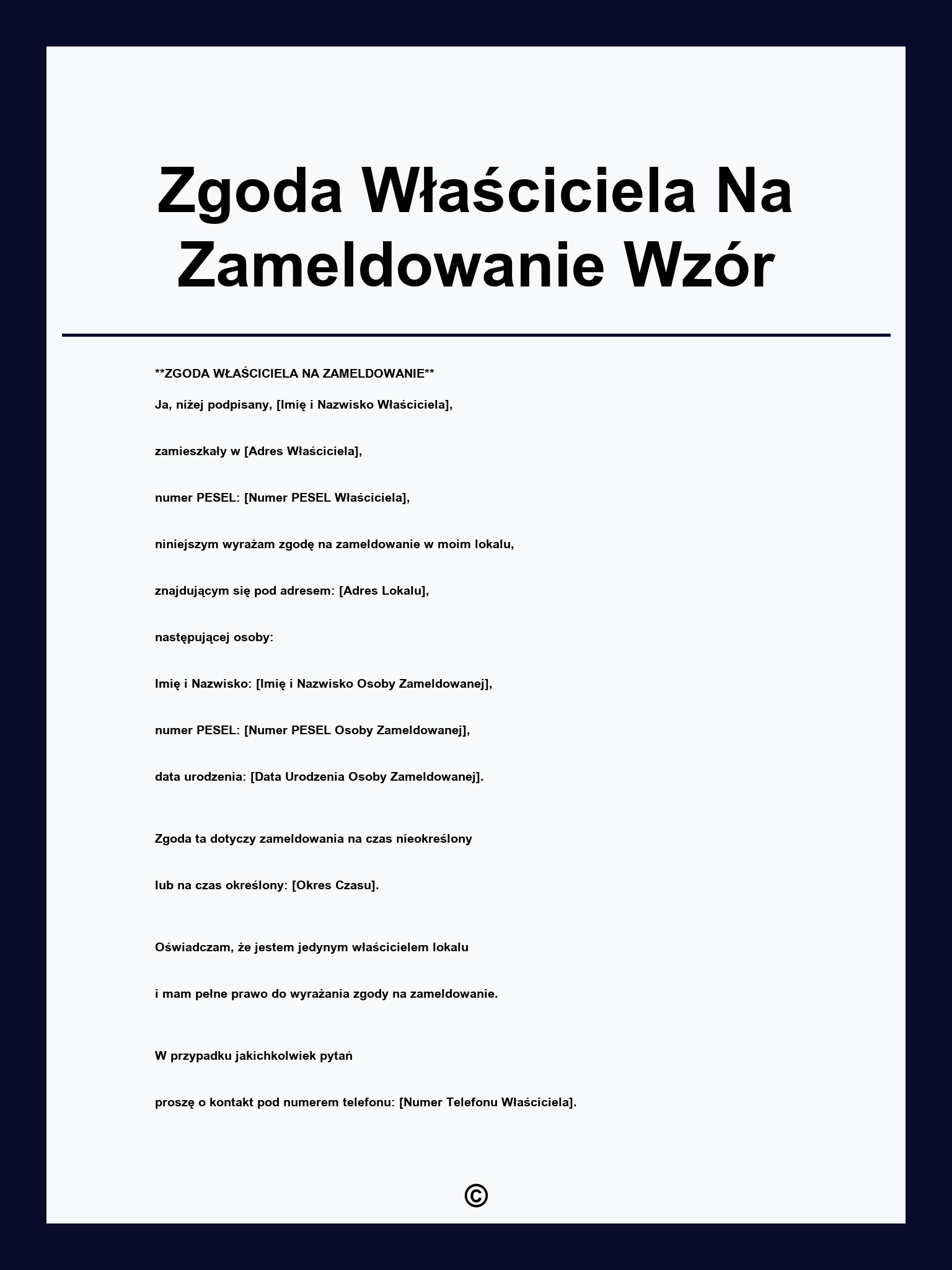 Zgoda Właściciela Na Zameldowanie Wzór