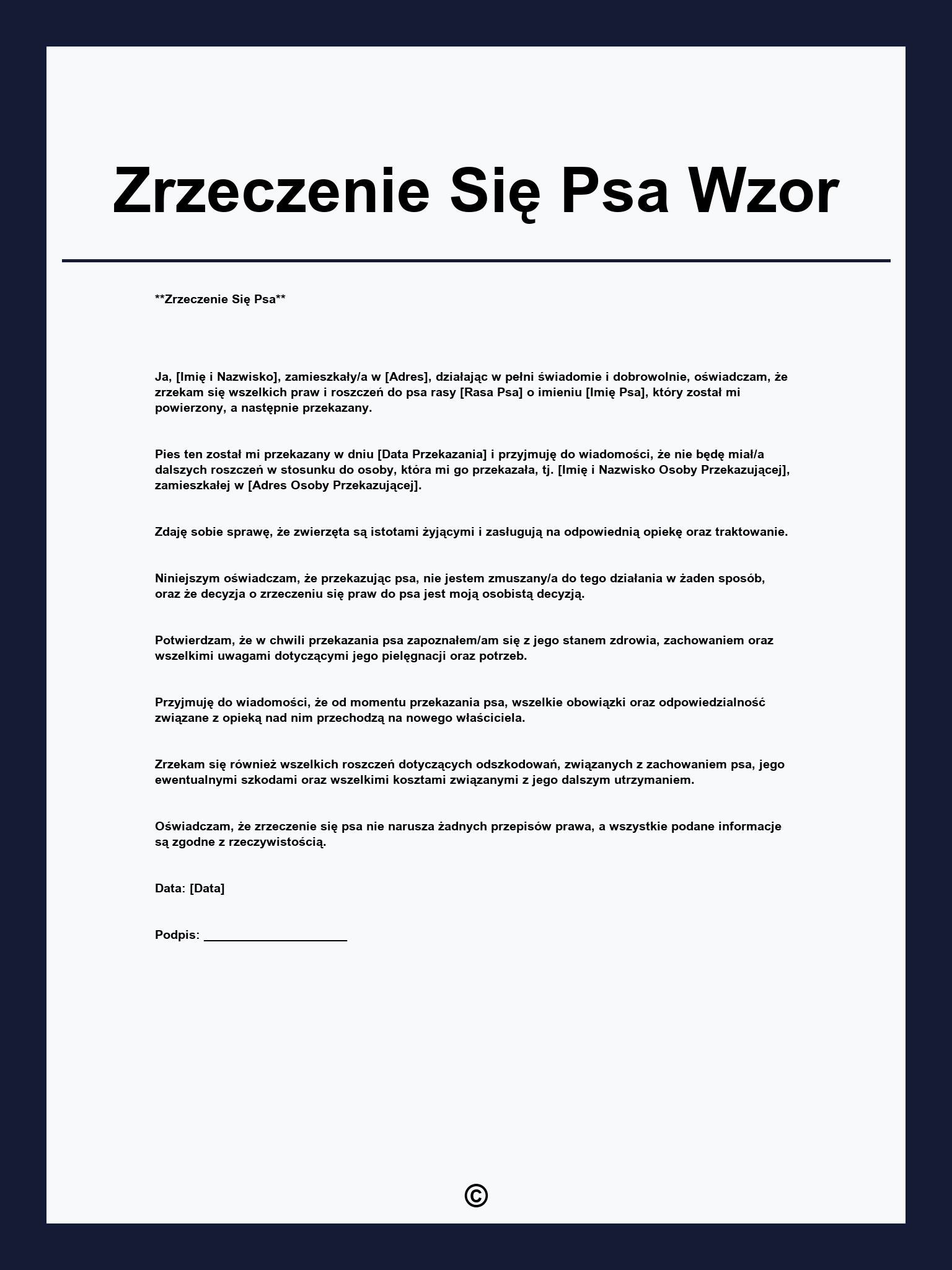 Zrzeczenie Się Psa Wzor